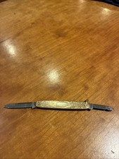 Vintage ?Gold Plated Pocket Knife FOB 2 Blade’s Sheffield Steel picture
