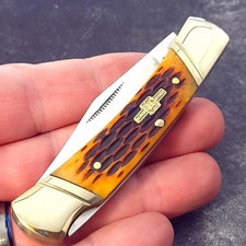 Rough Rider Amber Jigged Bone Lockback 3 3/4