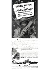 1945 MOTOROLA HANDIE TALKIE RADIO & Errol Flynn DECORATIVE REPLICA METAL SIGN picture