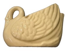 Vintage Ceramic Swan Planter Ivory Cream Pottery Vase Bird Figurine 4.5” picture