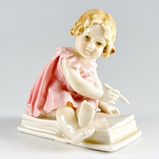 Karl Ens Dresden Girl On Book Porcelain Figurine Volkstedt Germany -  picture