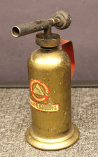 Vintage LENK Mini 104A Gasoline Blotorch Brass Blow Torch Red Handle Soldiering picture