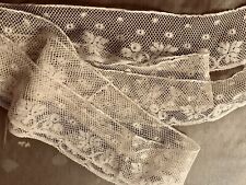Antique Off-white Flanders Border Lace Floral Design Approximately 2 y  7 x 2
