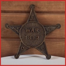 ANTIQUE STAR War of 1812 Cast Bronze Veteran Grave Marker FCL (GAR) *MD Jones Co picture