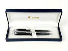 Vtg Bill Blass Pen & Mechanical Pencil Set European Chrome w/ Original Box - NOS picture