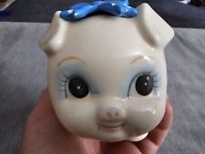 Vtg. Lefton. Made in Taiwan, Anthropormophic. Piggy Bank  Blue Polka dot RARE picture