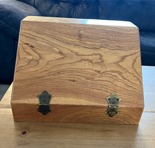 Vintage Handcrafted Oak Wood Bread Box R.L. Howsden Carpenter’s Shop Farmhouse picture