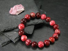 Thulite Genuine Bracelet ~ 7 Inches ~ 10mm Round Beads picture