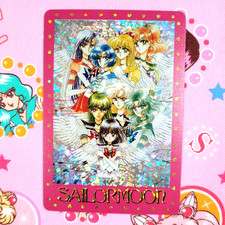Sailor Moon Prism Sticker Card - Manga Art Pink Border Inners Outers Wings picture