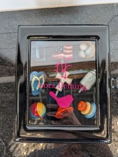 Nora Fleming  9-Slot Black Vinyl Mini Storage Case Pink Bird RETIRED With 9 Mini picture