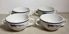 SHENANGO China USN Navy Captains Bullion 2 Handle Soup Cups Bowls 4 Star Pennant picture
