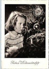 Vtg German Postcard Frohes Weihnachtsfelt  (Merry Christmas) girl, Candle, Tree  picture