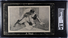 1913 Baseball Lovers “A Steal” Wide Black Border Postcard PC798-11 -  SGC 1.5 picture