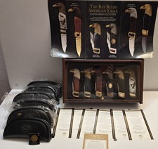 Franklin Mint Eagle Head Pocket Knife 6 set Collection with Case & Certificates  picture