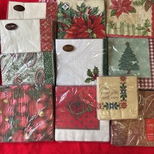 Lot Vtg MCM Paper Christmas Napkins NOS Hallmark Caspari picture