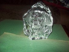 CLEAR CRYSTAL ETCHED DOG SCULPTURE FIGURINE picture