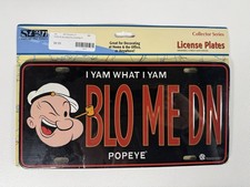 2002 Popeye BLO ME DN Novelty License Plate Vintage Cartoon Collectible NEW picture