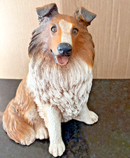 Vintage Collie Dog Statue 11” Lassie Style Resin Figurine Brown White picture