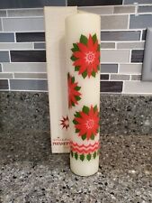 Halmark Holiday Pillar Candle Festive Poinsettias Never Burned picture