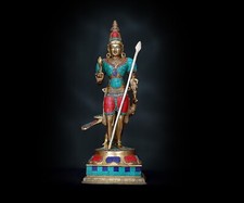Kartikeya Statue Brass God Karthikeyan Idol Lord Murugan Swamy With Peacock Gift picture