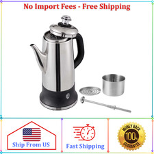 KFFKFF 12-Cup Electric Percolator Coffee Pot Stainless Steel Coffee Maker Silver picture