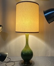 Vintage Green Drip Glaze Ceramic Table Lamp Mid Century Modern Art Pottery 1970s picture