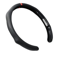 Quick Install Sporty Perforated Nappa Leather Steering Wheel Cover with Red C... picture