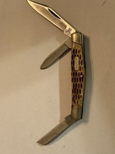 Buck 371 Stockman 3 Blade Pocket Knife Brown Jigged Bone Handle China 3 7/8” picture