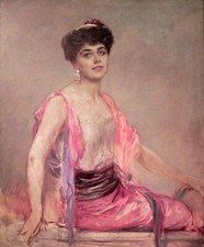 Oil painting Friedrich August Von Kaulbach nice lady woman seated art picture