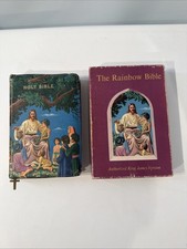 1967 Vintage The Rainbow Bible King James Version KJV Illustrated Zipper W/ Box  picture