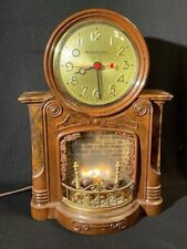 Vintage Mastercrafters Fireplace Electric Lighted Mantel Clock Model 272 Works picture