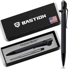 BASTION Slim Carbon Fiber Black Bolt Action Ink Pen | EDC Pocket Mens Gift picture