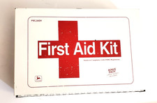 Vintage John Deere First Aid Kit Metal Box Full of Supplies picture