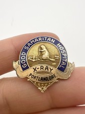 Vintage 10k Gold Filled X Ray Portland Hospital Badge Pin picture