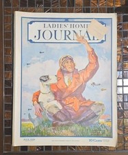 1928 Ladies Home Journal AIRPORT DOG ILLUS MEYERS COVER RF34 picture