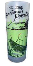 Michigan Sportsman’s Paradise Bass Fishing Rare Frosted Glass 6.5”  picture