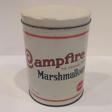 Campfire Marshmallows 16 oz Replica 1920s Advertising Tin, Cream/Red/Blue picture