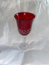 GA Cristal Gioielli Da Tavola Ruby Cut to Clear Wine Goblet 8 1/4