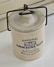  Kaukauna Klub Cheese Crock & Lid Stoneware Wisconsin Vintage picture