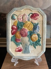 CHALKWARE Floral WALL PLAQUE Vintage for Thayer & Chandler Chicago picture