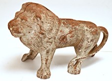 Vintage Cast Iron Lion Still Bank Reproduction Heavy Metal Statue Rustic Decor picture