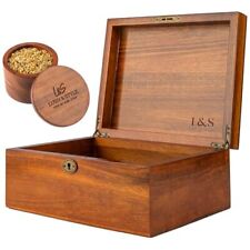 Lush & Style Home Decor Wooden Storage Box With Hinged Lid Large 11x9x5 Keepsake picture