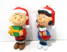Vintage Peanuts Christmas Ornaments Charlie Brown & Lucy 4.5