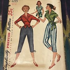 Vintage 50s Simplicity 4255 Wrap-Around Blouse + Pedal Pushers Sewing Pattern 12 picture