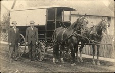 Horse-drawn delivery wagon Men Bow-Ties c1910 RPPC NICE CRISP IMAGE bhn picture