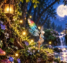 Hand Made Fairy Garden Miniature Fae Insect Wing Micro Fairy Figurine Terrarium  picture