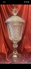 Indiana Glass Diamond Point Pedestal Candy Dish W/ Lid TALL 15.5in VFC picture