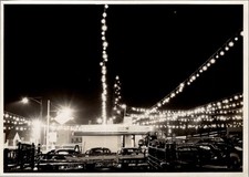 c1950s Sunoco Night Photograph Christmas Lights Verso Hot Shoppes picture