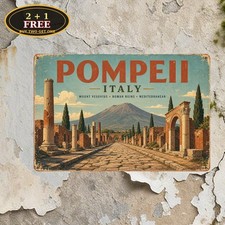 Pompeii Italy Travel Poster Mount Vesuvius Roman Ruins Retro Metal Tin Sign Art picture