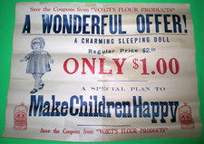 c1915 ADVERTISING POSTER ~ VOIGT'S CRESCENT FLOUR ~ CHARMING SLEEPING DOLL ~ $1 picture